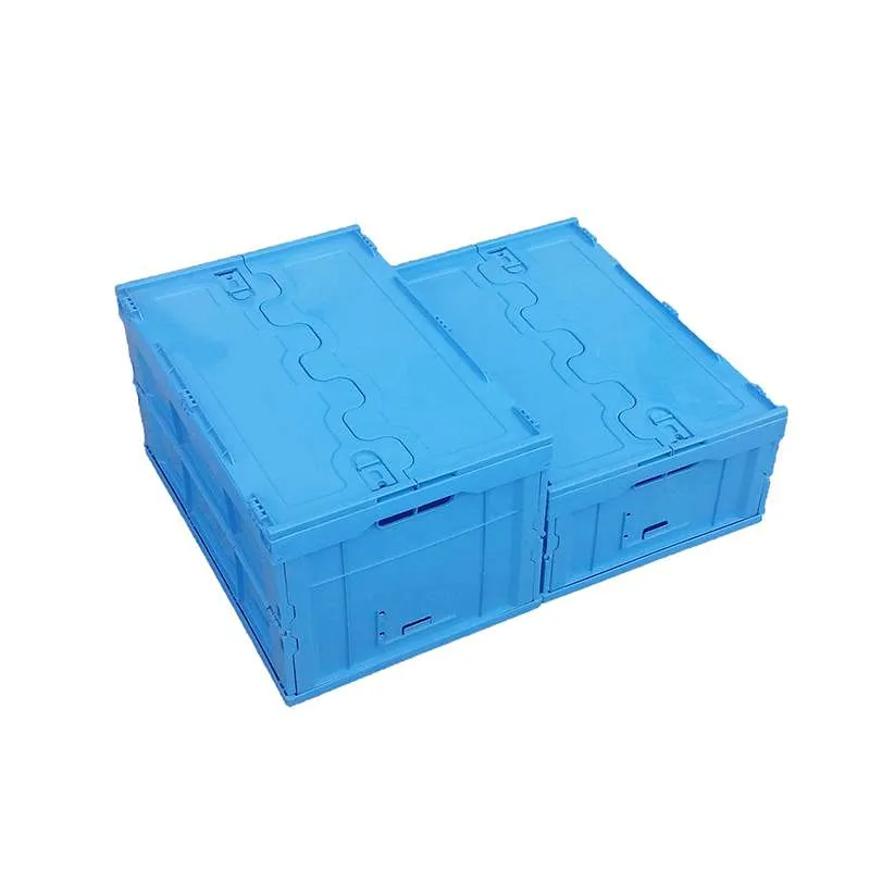 Secure Plastic Collapsible Container with Attached Lids