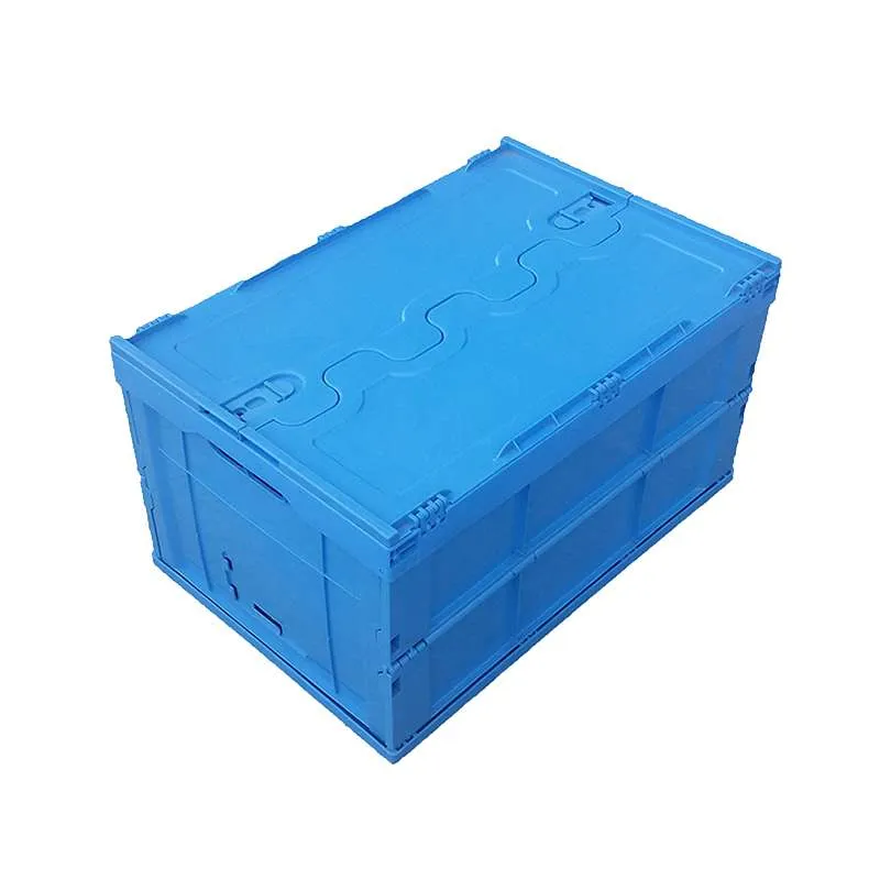 Secure Plastic Collapsible Container with Attached Lids