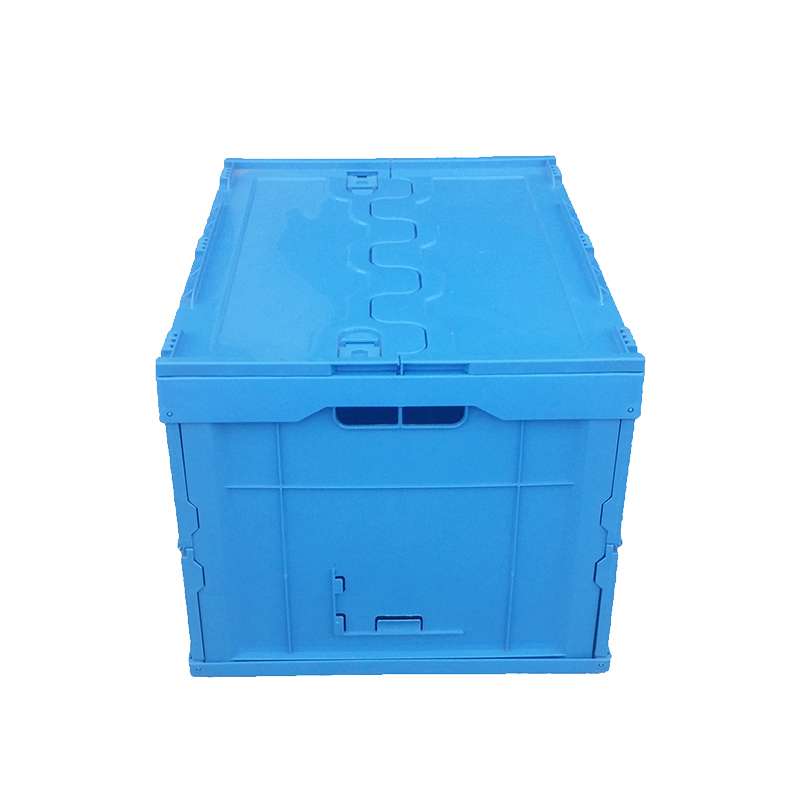 Secure Plastic Collapsible Container with Attached Lids