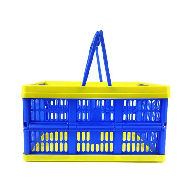 Portable Foldable Plastic Shopping Basket with Handles