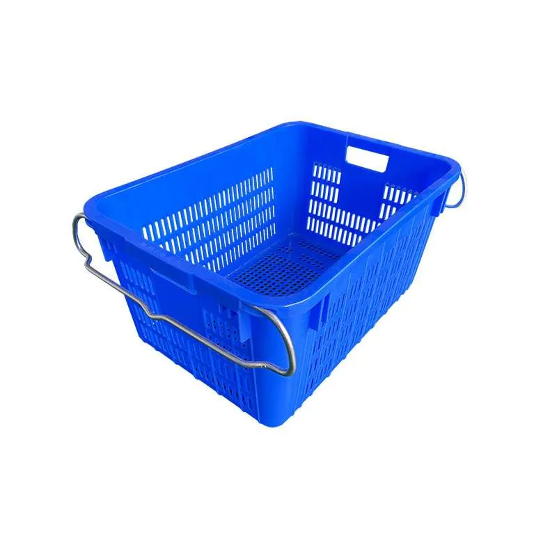 Plastic Fruit Crate with Metal Handle | 55L HDPE Harvest Basket