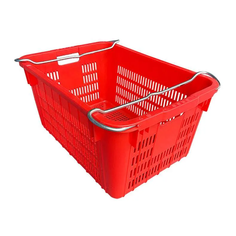 Plastic Fruit Crate with Metal Handle | 55L HDPE Harvest Basket