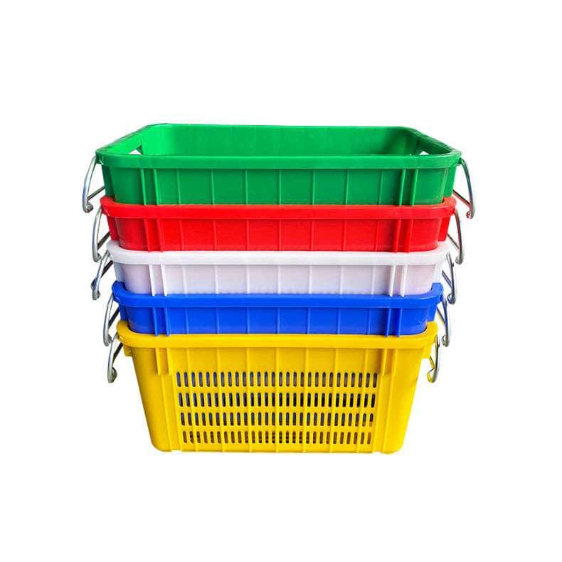 Plastic Fruit Crate with Metal Handle | 55L HDPE Harvest Basket