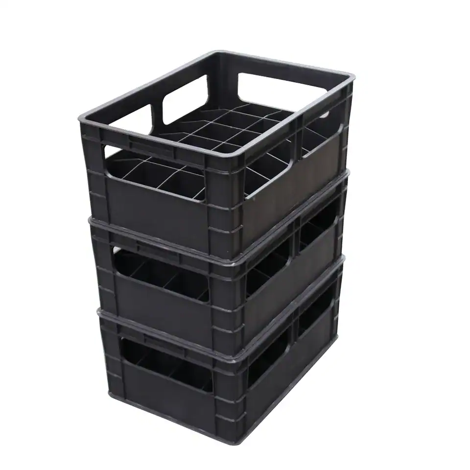 24-Slot Plastic Beer Crate | Heavy Duty Stackable Beverage Case
