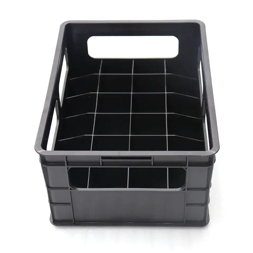 24-Slot Plastic Beer Crate | Heavy Duty Stackable Beverage Case
