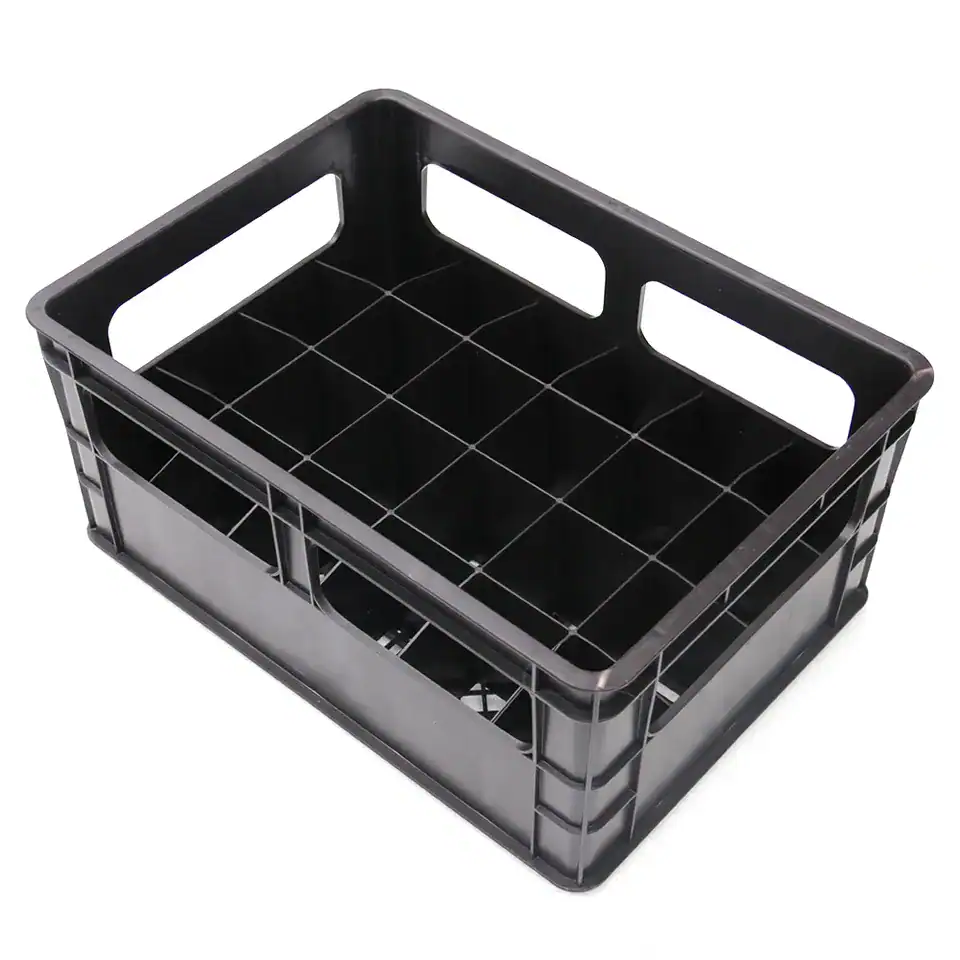 24-Slot Plastic Beer Crate | Heavy Duty Stackable Beverage Case