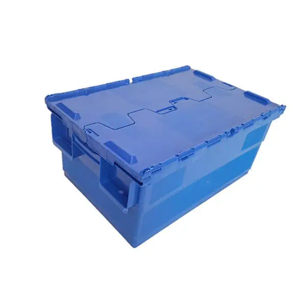Standard 600x400 Plastic Attached Lid Bin | Low Profile Storage Container